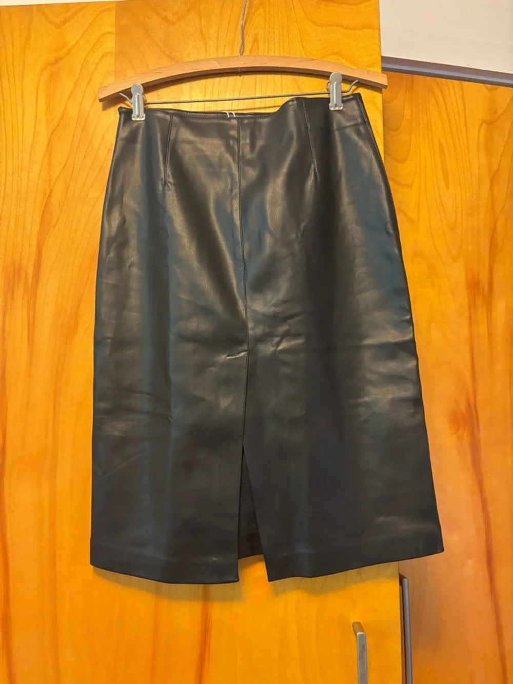 Mango Black Leather-Effect Pencil Skirt NWT